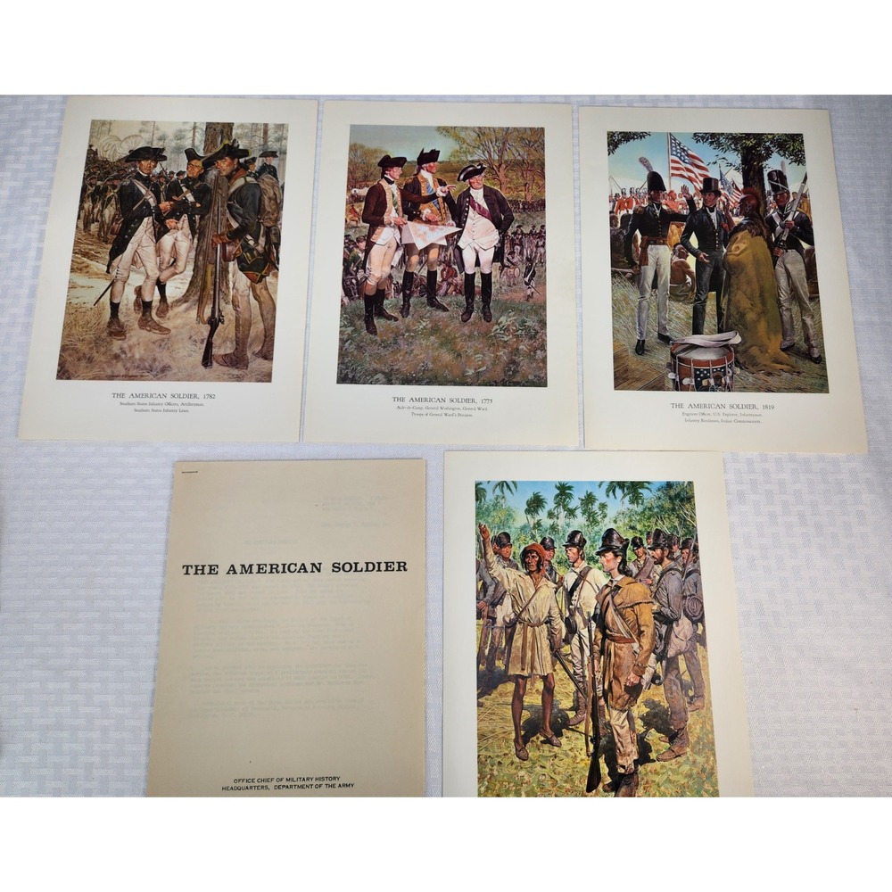 Vintage The American Soldier Prints (4) 9" x 13" Military Chief Of Military Hist